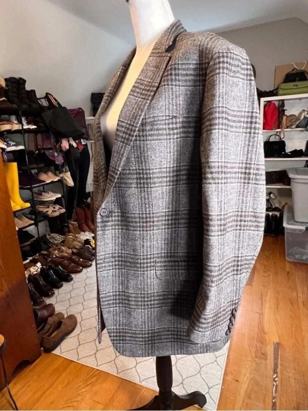BANANA REPUBLIC Men’s 100% Wool Plaid Blazer | Heritage Gray Check